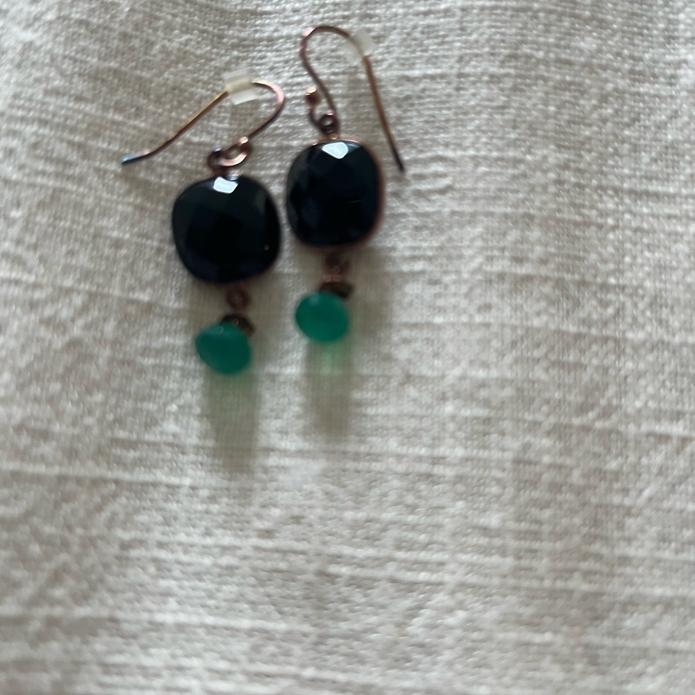 Minimalist Emerald and Gold Earrings